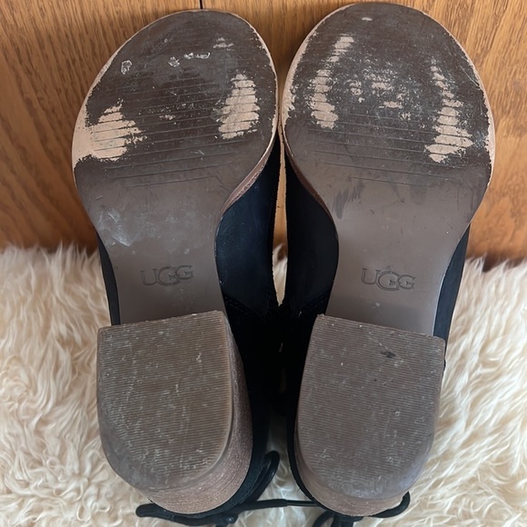 UGG Kirke Shearling Trimmed Leather & Suede Ankle Boots Sz-7.5 - Picture 10 of 10